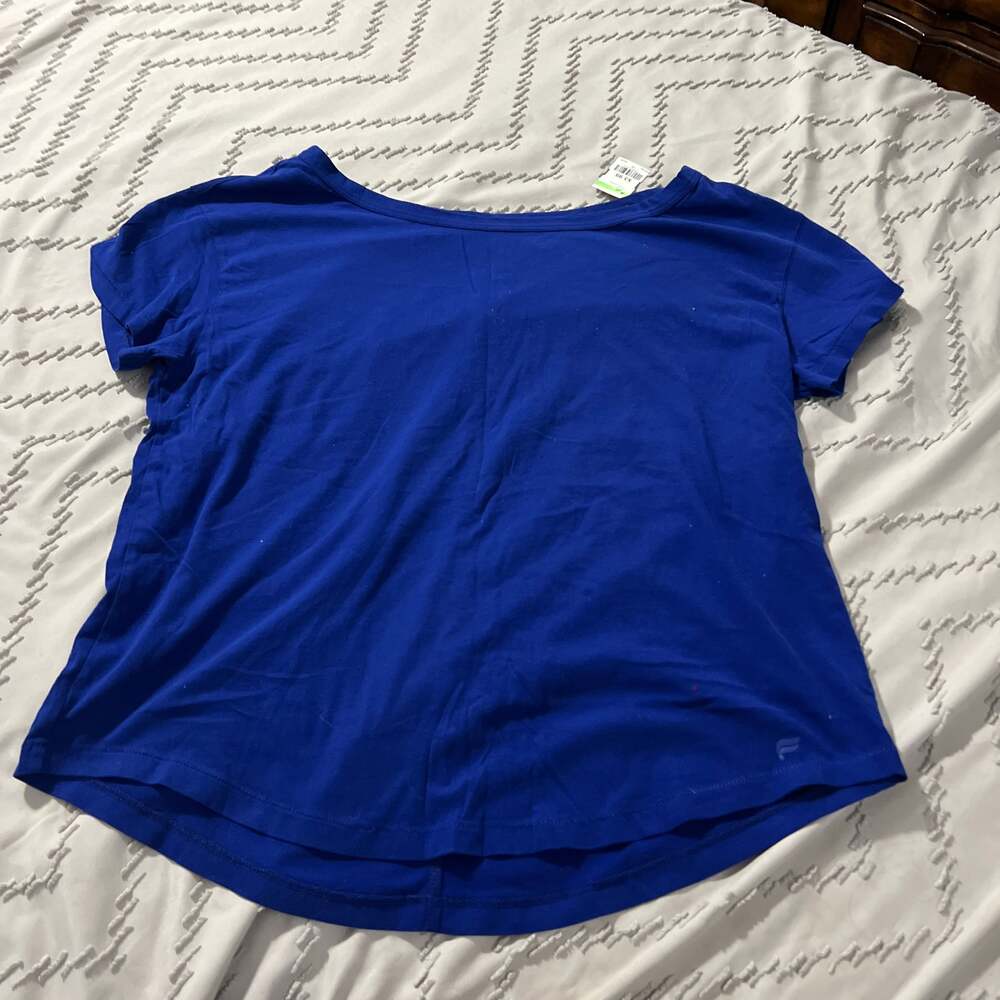 Fabletics Royal Blue High-Low Short Sleeve Performance T-Shirt
